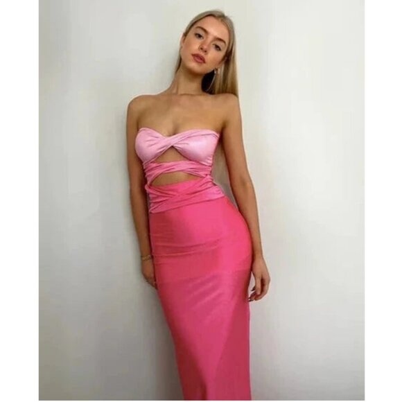 Baobab *NEW* Ola Moonstone Pink Strapless Maxi Dress - Picture 1 of 16
